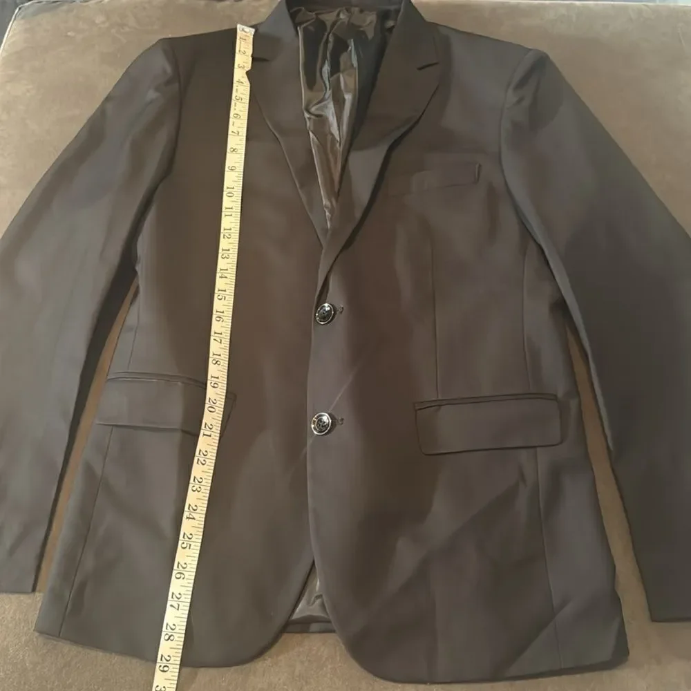 Men’s Black 2 Piece Slim Fit Suit Prom Party Formal Size 38 Jacket 32 Pants